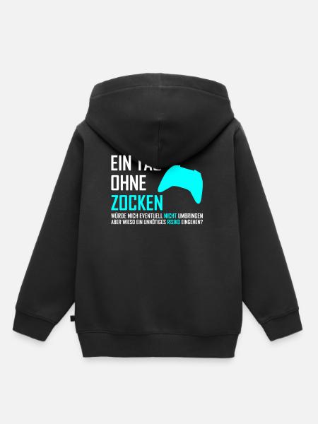 Zocken Gaming Spruch - Kinder Premium Organic Hoodie - Schwarz