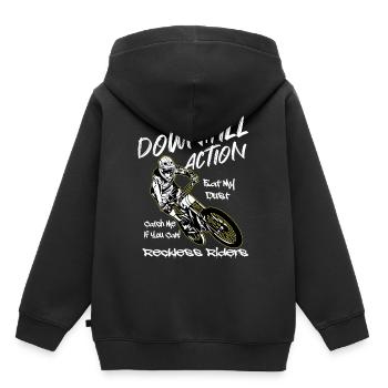 MTB Mountainbike Downhill Action - Kinder Premium Organic Hoodie - Schwarz - Hinten - AI Model Kid Male (0cm)