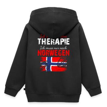 Ich Brauche Keine Therapie Ich Muss Nach Norwegen - Kinder Premium Organic Hoodie - Schwarz - Hinten - AI Model Kid Male (0cm)