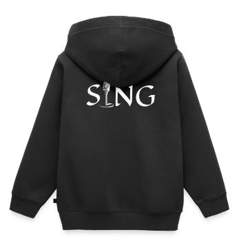 Gesang Vintage Mikrofon Singen Musik - Kinder Premium Organic Hoodie - Schwarz - Hinten - AI Model Kid Male (0cm)