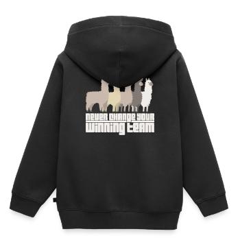 Troupeau d'alpaga - Sweat Premium à capuche enfant bio - noir - Dos - AI Model Kid Male (0cm)
