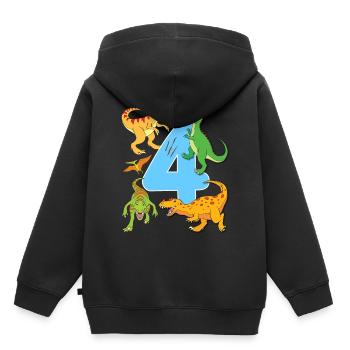 Dinosaures 4 ans garçon - Sweat Premium à capuche enfant bio - noir - Dos - AI Model Kid Male (0cm)