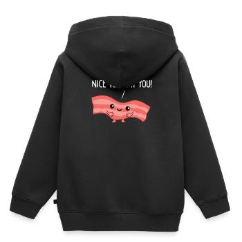 Viande - Bacon, agréable de vous viande - Sweat Premium à capuche enfant bio - noir - Dos - AI Model Kid Male (0cm)