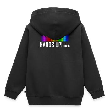 Hands Up Music Dancecore Techno - Sweat Premium à capuche enfant bio - noir - Dos - AI Model Kid Male (0cm)
