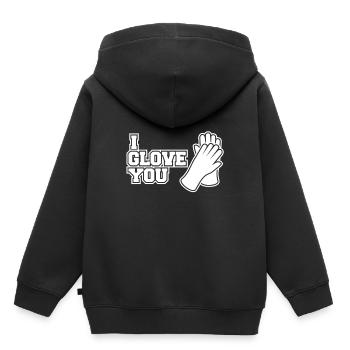 Gant d'hiver disant des vacances d'hiver au chaud - Sweat Premium à capuche enfant bio - noir - Dos - AI Model Kid Male (0cm)