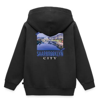 Sarrebruck Saarland Saarbrooklyn City Sarre - Sweat Premium à capuche enfant bio - noir - Dos - AI Model Kid Male (0cm)