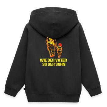Wie der Vater so der Sohn Feuerwehr Papa - Kinder Premium Organic Hoodie - Schwarz - Hinten - AI Model Kid Male (0cm)