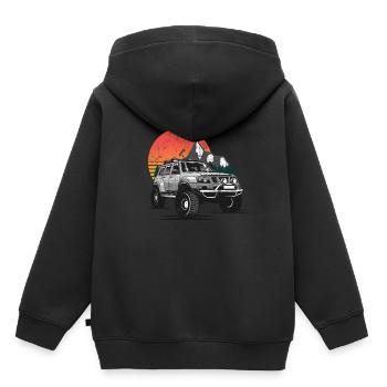 Véhicule d'aventure véhicule hors route Vintage - Sweat Premium à capuche enfant bio - noir - Dos - AI Model Kid Male (0cm)