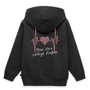 Herzschlag, Kölner Dom, Herz, Karneval - Kinder Premium Organic Hoodie - Schwarz - Hinten - AI Model Kid Male (0cm)