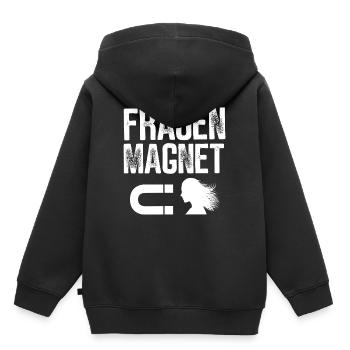 FRAUEN MAGNET GESCHENKIDEE LUSTIG MACHO - Kinder Premium Organic Hoodie - Schwarz - Hinten - AI Model Kid Male (0cm)