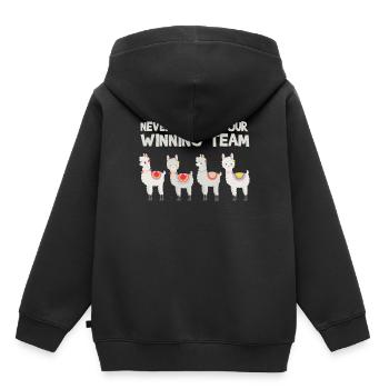 Alpaga alpaga alpaga alpaga - Sweat Premium à capuche enfant bio - noir - Dos - AI Model Kid Male (0cm)