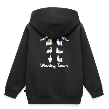 Alpaga alpaga alpaga alpaga - Sweat Premium à capuche enfant bio - noir - Dos - AI Model Kid Male (0cm)