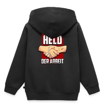 DDR Held der Arbeit Geschenkidee - Kinder Premium Organic Hoodie - Schwarz - Hinten - AI Model Kid Male (0cm)