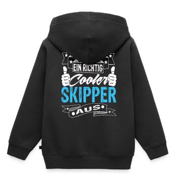 Skipper - Kinder Premium Organic Hoodie - Schwarz - Hinten - AI Model Kid Male (0cm)