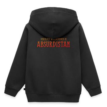 HERZLICH WILLKOMMEN IN ABSURDISTAN - Kinder Premium Organic Hoodie - Schwarz - Hinten - AI Model Kid Male (0cm)