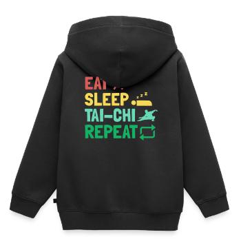 Cadeau drôle de Tai Chi T'ai Chi Ch'uan - Sweat Premium à capuche enfant bio - noir - Dos - AI Model Kid Male (0cm)