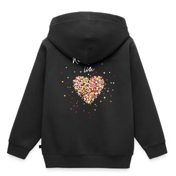 Konfetti im Herzen - Kinder Premium Organic Hoodie - Schwarz - Hinten - AI Model Kid Male (0cm)