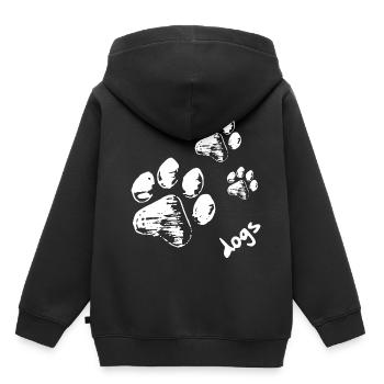 Pattes de chien - Chiens - Sweat Premium à capuche enfant bio - noir - Dos - AI Model Kid Male (0cm)