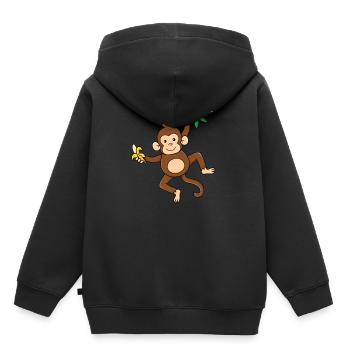 Singe à la banane - Sweat Premium à capuche enfant bio - noir - Dos - AI Model Kid Male (0cm)