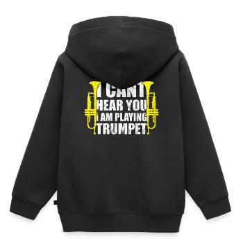 Joueur de trompette trompette joueur trompette - Sweat Premium à capuche enfant bio - noir - Dos - AI Model Kid Male (0cm)