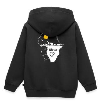 Afrique - Sweat Premium à capuche enfant bio - noir - Dos - AI Model Kid Male (0cm)