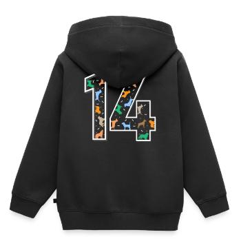 14th birthday dog fourteen year gift - Kids Premium Organic Hoodie - black - Back - AI Model Kid Male (0cm)