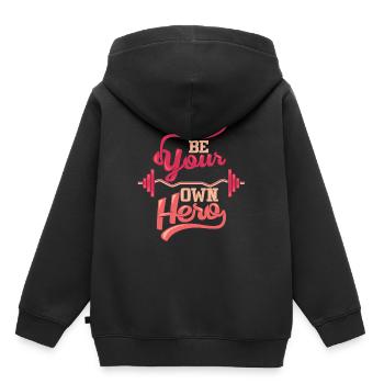 Fitness - Kinder Premium Organic Hoodie - Schwarz - Hinten - AI Model Kid Male (0cm)