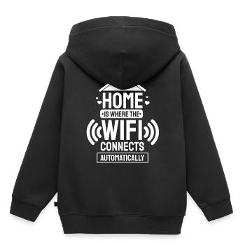 Cadeau de nerd Internet sans fil Wifi - Sweat Premium à capuche enfant bio - noir - Dos - AI Model Kid Male (0cm)