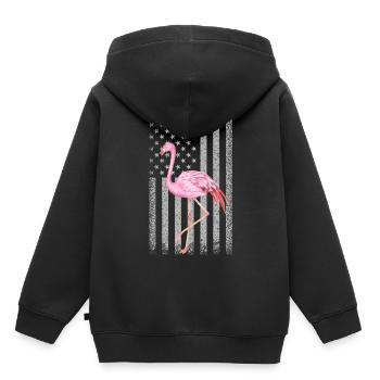 Funny Pink Flamingo Independence Day USA Américain - Sweat Premium à capuche enfant bio - noir - Dos - AI Model Kid Male (0cm)