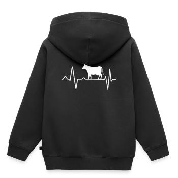 Vache pouls battements cardiaques - Sweat Premium à capuche enfant bio - noir - Dos - AI Model Kid Male (0cm)