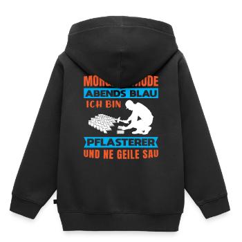 Pflasterer Steinleger Pflästerer Bau Pflastern - Kinder Premium Organic Hoodie - Schwarz - Hinten - AI Model Kid Male (0cm)