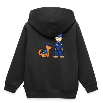 Junge als Polizist mit Polizeihund für Kinder - Kinder Premium Organic Hoodie - Schwarz - Hinten - AI Model Kid Male (0cm)