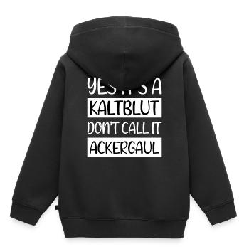 Kaltblüter Pferd Spruch Geschenk - Kinder Premium Organic Hoodie - Schwarz - Hinten - AI Model Kid Male (0cm)