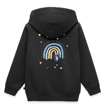 3. Geburtstag - 3. Lebensjahr Regenbogen mit Herz - Kinder Premium Organic Hoodie - Schwarz - Hinten - AI Model Kid Male (0cm)