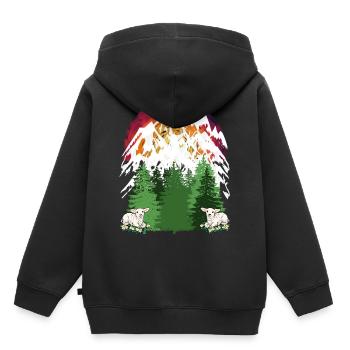 Moutons Chèvres Alpage Montagnes Alpes Vacances Tannen Alm - Sweat Premium à capuche enfant bio - noir - Dos - AI Model Kid Male (0cm)