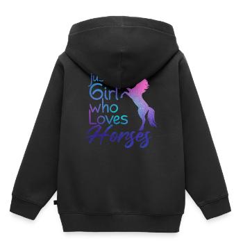 Une fille qui aime les chevaux - Sweat Premium à capuche enfant bio - noir - Dos - AI Model Kid Male (0cm)