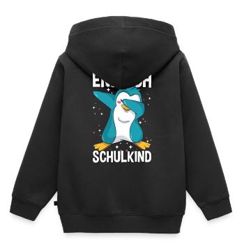 Endlich Schulkind Dabbing Pinguin Einschulung - Kinder Premium Organic Hoodie - Schwarz - Hinten - AI Model Kid Male (0cm)