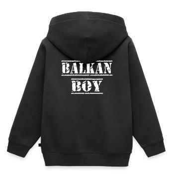 Garçon des Balkans - Sweat Premium à capuche enfant bio - noir - Dos - AI Model Kid Male (0cm)
