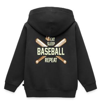Baseball - Kinder Premium Organic Hoodie - Schwarz - Hinten - AI Model Kid Male (0cm)