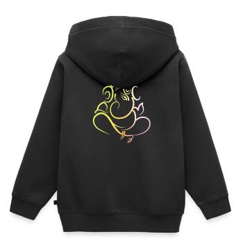 Dieu éléphant indien Ganesh - Sweat Premium à capuche enfant bio - noir - Dos - AI Model Kid Male (0cm)