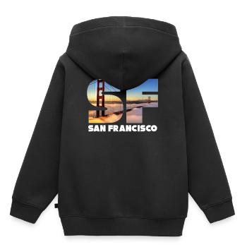 San Francisco - Sweat Premium à capuche enfant bio - noir - Dos - AI Model Kid Male (0cm)