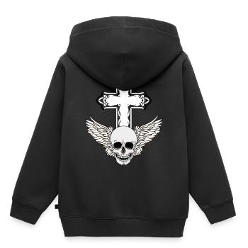 Tod Jenseits Kreuz Schädel Tattoo Gothic okkult - Kinder Premium Organic Hoodie - Schwarz - Hinten - AI Model Kid Male (0cm)