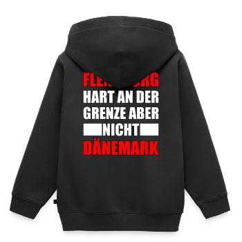 Flensburg hart an der Grenze Flensburger Geschenk - Kinder Premium Organic Hoodie - Schwarz - Hinten - AI Model Kid Male (0cm)