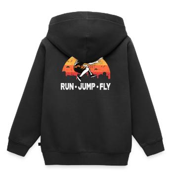 Parkour Run Jump Fly - Kinder Premium Organic Hoodie - Schwarz - Hinten - AI Model Kid Male (0cm)