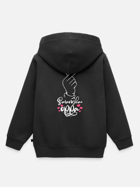 Saranghae Oppa Korean Heart Hand Sign K-Pop Kdrama - Kids Premium Organic Hoodie - black