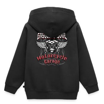 Gasoline in the blood motorcycle engine - Kids Premium Organic Hoodie - black - Back - AI Model Kid Male (0cm)