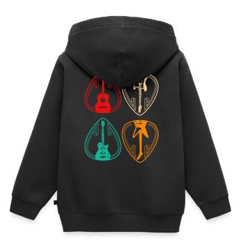 Vintage Guitar Pick Guitarist Gift - Kinder Premium Organic Hoodie - Schwarz - Hinten - AI Model Kid Male (0cm)