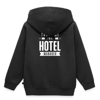 Vertrau mir ich bin ein Hotel Manager Direktor - Kinder Premium Organic Hoodie - Schwarz - Hinten - AI Model Kid Male (0cm)