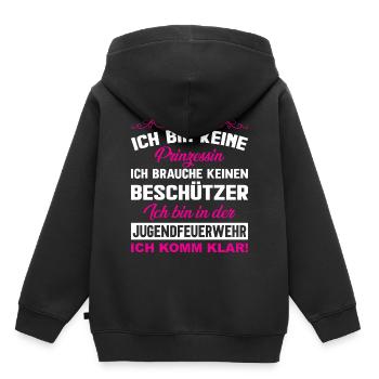 freiwillige Feuerwehr Feuerwehrfrau Mädchen Jugend - Kinder Premium Organic Hoodie - Schwarz - Hinten - AI Model Kid Male (0cm)