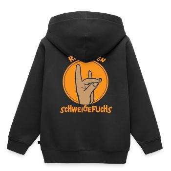 Renard silencieux Idée cadeau - Sweat Premium à capuche enfant bio - noir - Dos - AI Model Kid Male (0cm)